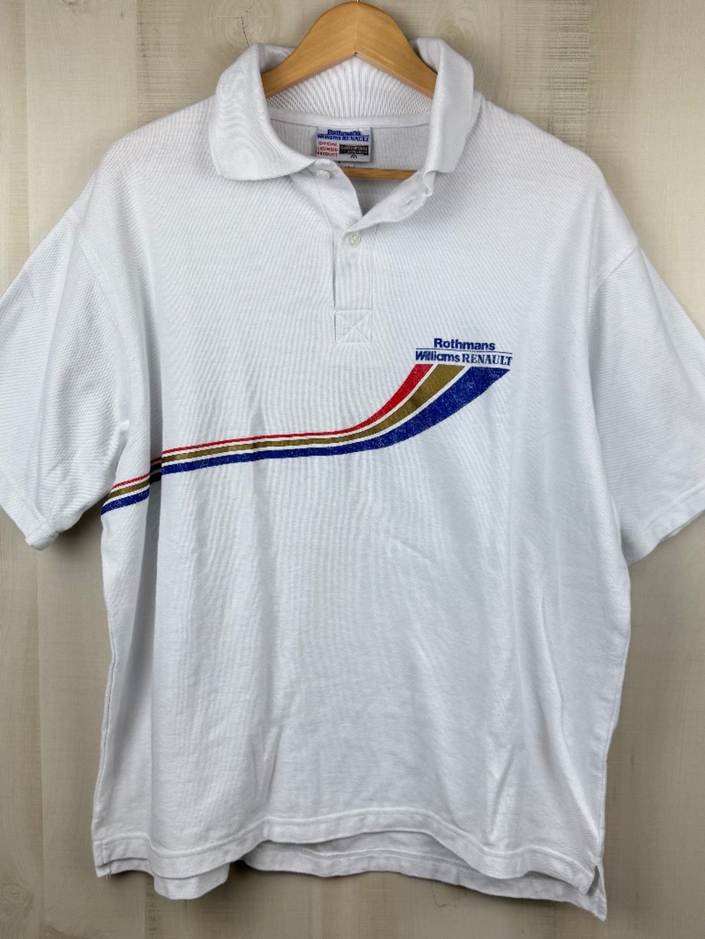 Vintage Rothmans Williams Renault Formula 1 Short Sleeve White Polo Shirt XXL